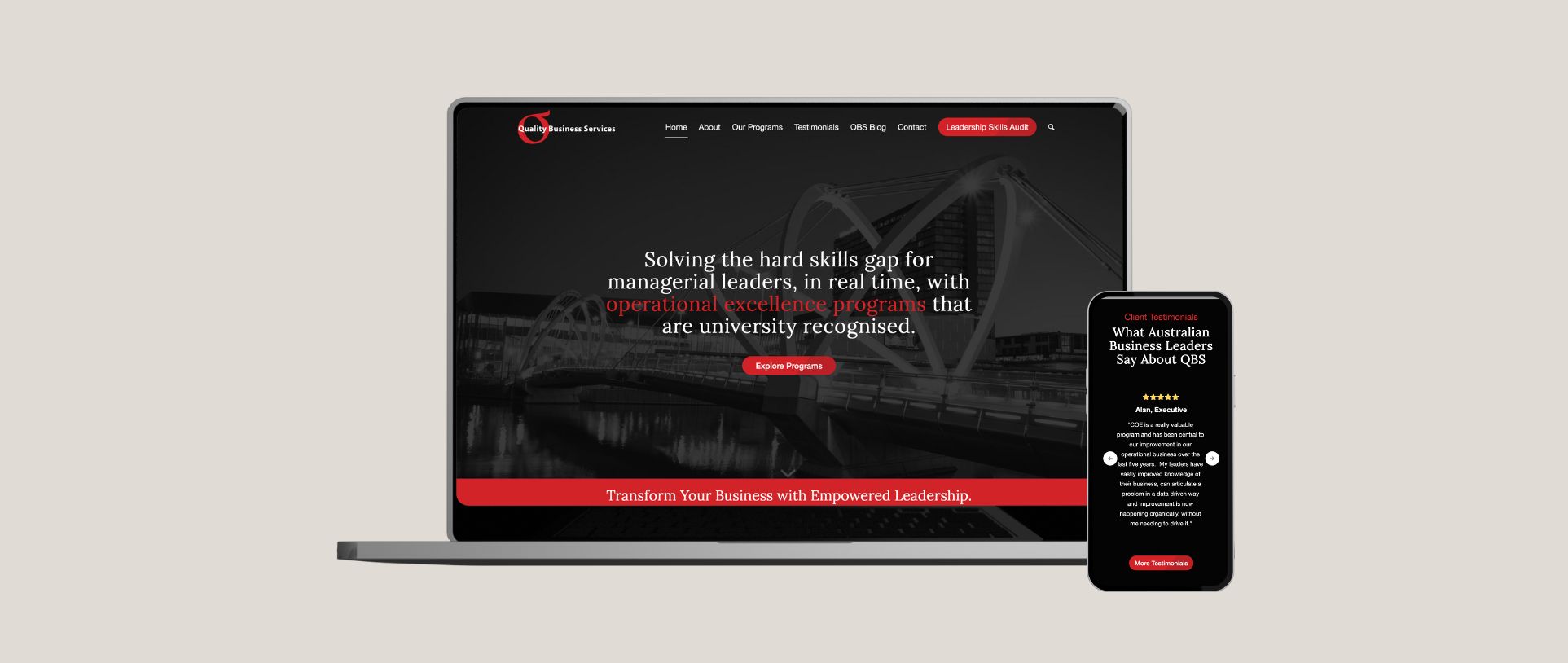 The new website of Quality Business Services. Image curtesy of Done Digital.